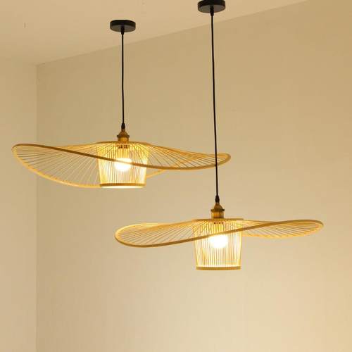 日式榻榻米吊灯书房现代简约灯具客厅餐厅竹编竹灯中式卧室房间灯