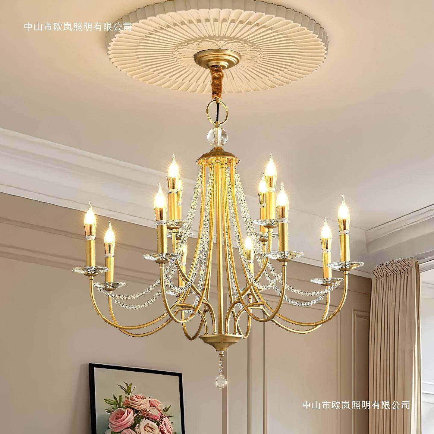 法式吊灯客厅灯轻奢餐厅灯具美式复古2025新款别墅水晶大吊灯,家装灯饰光源,智能吊灯,淘宝优惠券,粉丝福利购,淘宝优惠卷