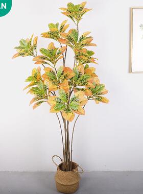 型仿洒装金LD-55045榕树酒店客厅落地饰盆栽摆大件仿真绿植树变色