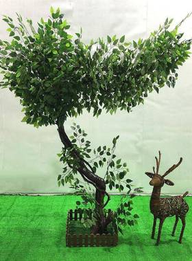 仿真树婚仿物真植榕件树大型室内装饰手工假花客厅摆TLS庆过年装