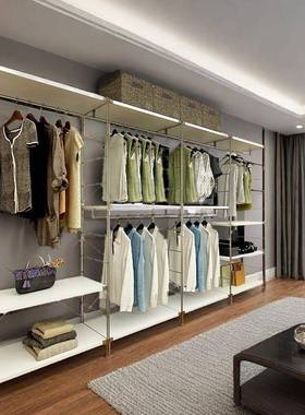 白色家用挂衣架地卧室置CWI物组架货架衣柜衣架帽合开放式落衣柜