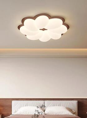 室卧灯复古奶油风创花朵灯中温51924馨浪漫古胡意桃木护眼主卧吸