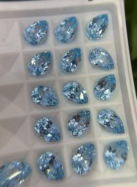 高滴培育海蓝宝梨形丽爆闪异形钻品质水切割HYesqqtw圣玛亚海蓝宝