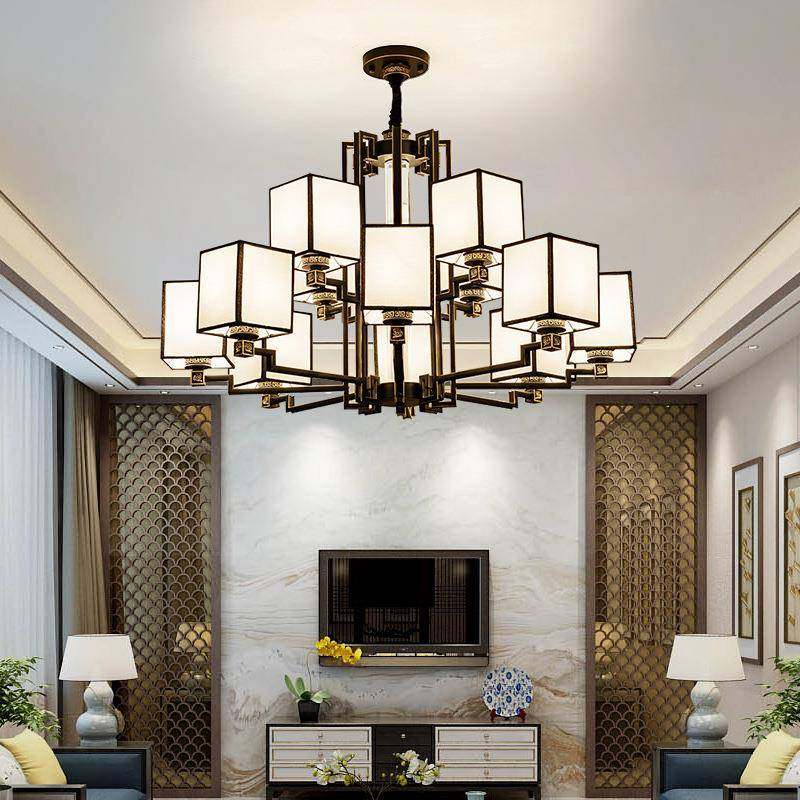 墅新中8009吊灯客厅简约现代创意大气铁别艺卧室餐厅灯酒店灯式le,家装灯饰光源,智能吊灯,淘宝优惠券,粉丝福利购,淘宝优惠卷