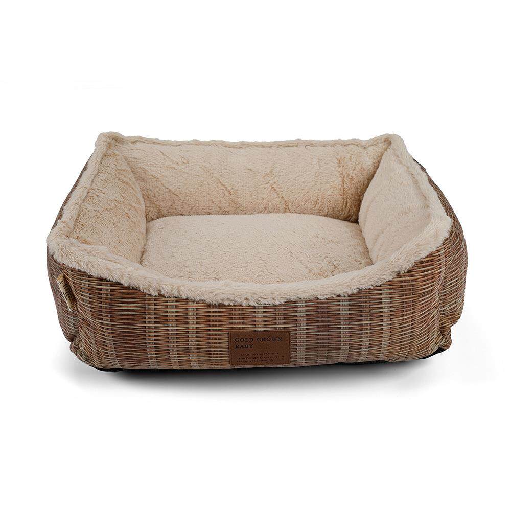 宠物品20仿24年用暖秋冬保狗窝柳编纹JG-W-108保暖方窝床垫