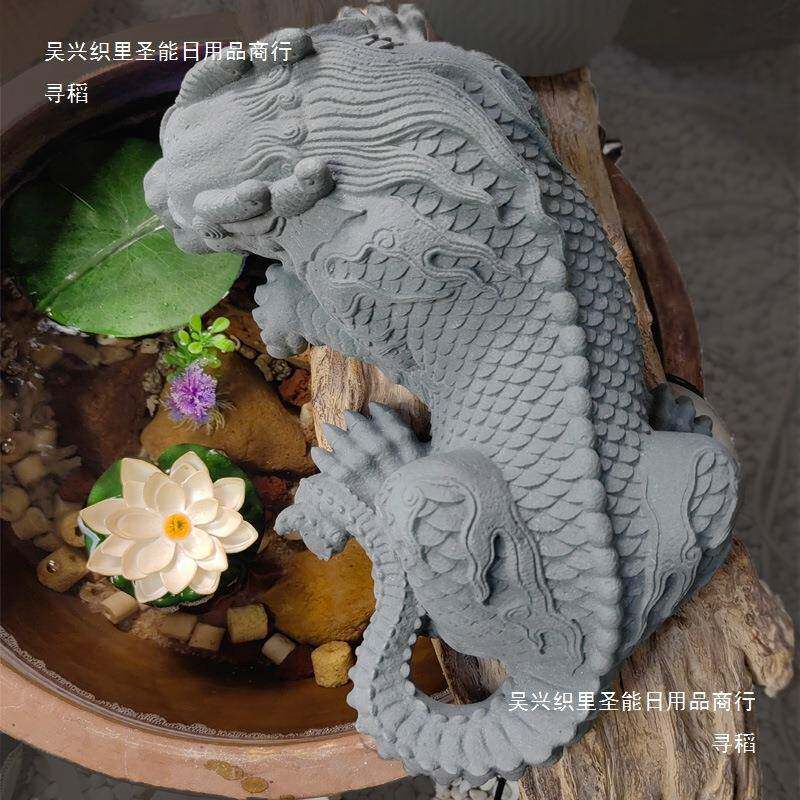 新中tj#yfgu+式台户件外仿石雕貔貅摆阳装水缸鱼池循环流水造景花