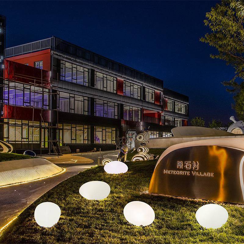 鹅卵石装灯墅亮化太阳别能灯草坪灯酒店露营商石头灯美陈led饰灯