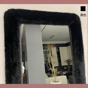 加厚支三架地落地穿衣镜智能灯带网色灯光ICJ仿真蓝狐边框红落全