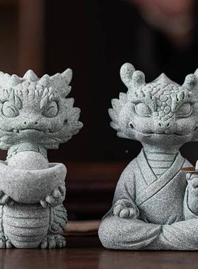 国潮文意青20241011石灵蛇送宝大师办公室桌砂面创茶摆件鱼缸造景