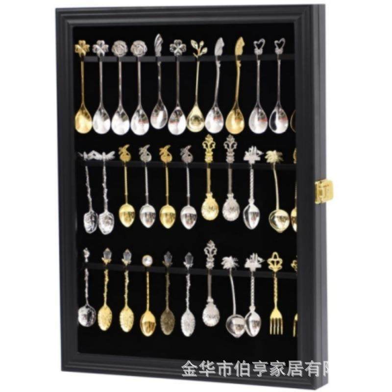 36勺子展示架金属勺子陈列收纳储存框悬挂装饰艺术纪念木盒,家居饰品,DIY亲子装饰画,淘宝优惠券,粉丝福利购,淘宝优惠卷