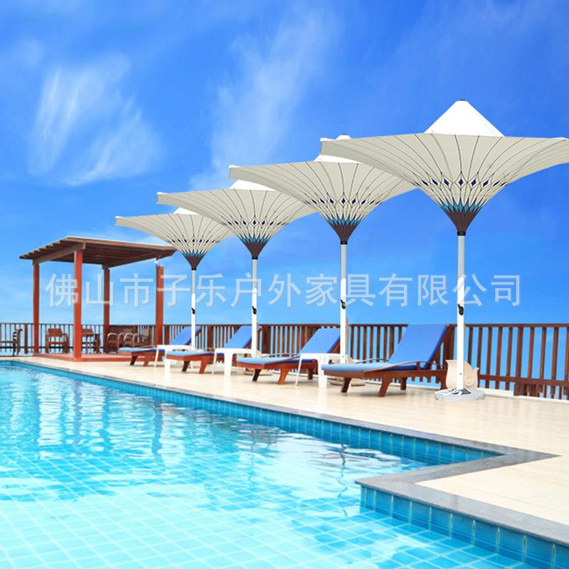 户外中柱伞庭院创意太阳伞别墅花园样板房装饰带灯伞酒店高档花伞