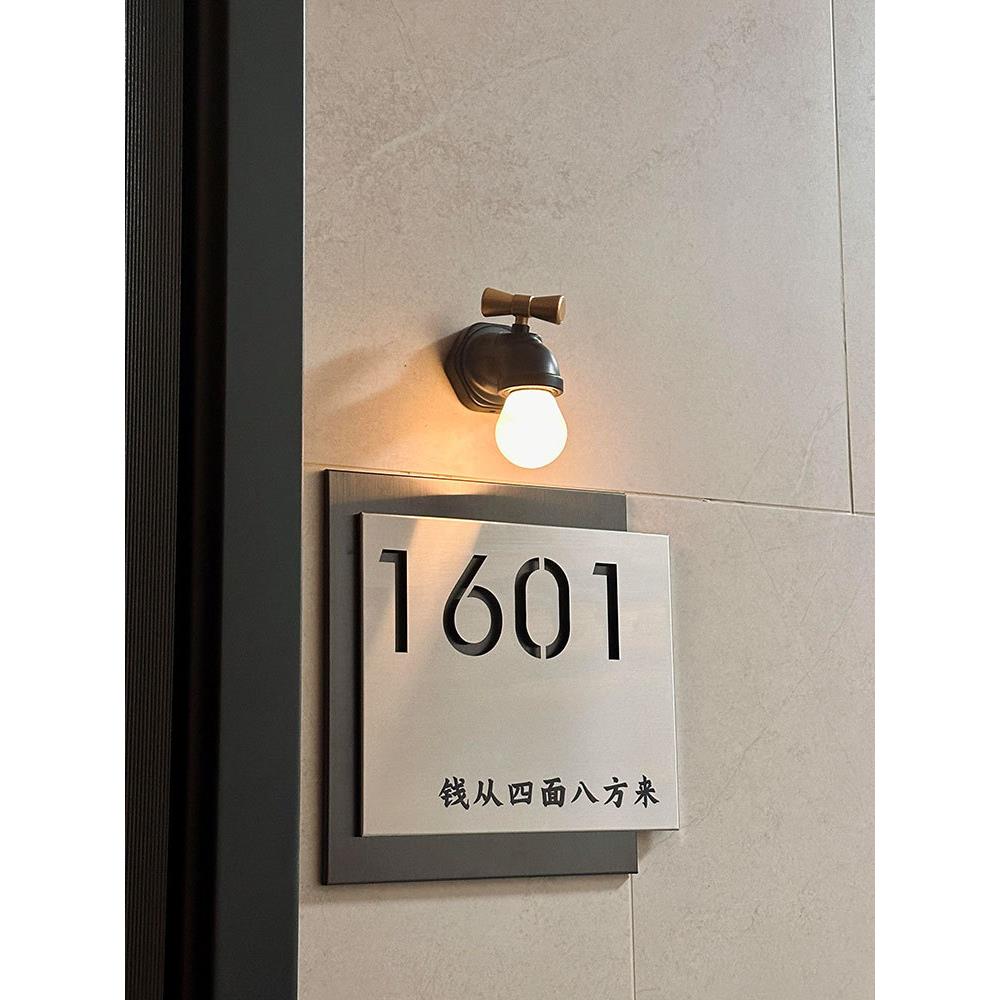 感公司镂空轻奢标识牌住宅创意门牌号门牌自粘不锈钢家用双层