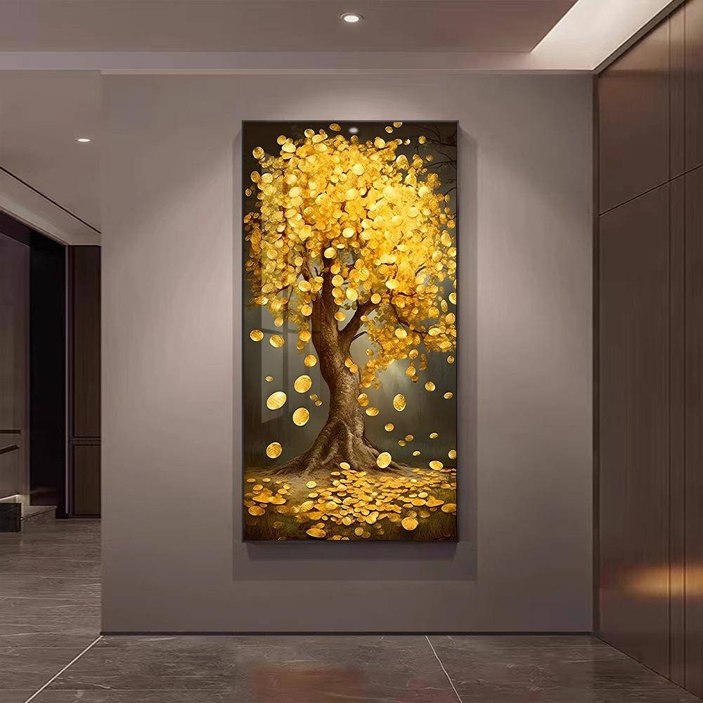 GULAGOS发财树入门LED玄关装饰画走廊过道尽头寓意挂画现代新壁画