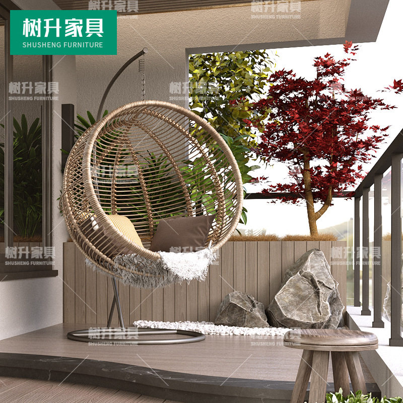 户外藤编吊椅阳台吊篮藤椅室外室内网红庭院秋千椅鸟巢摇篮椅绳编