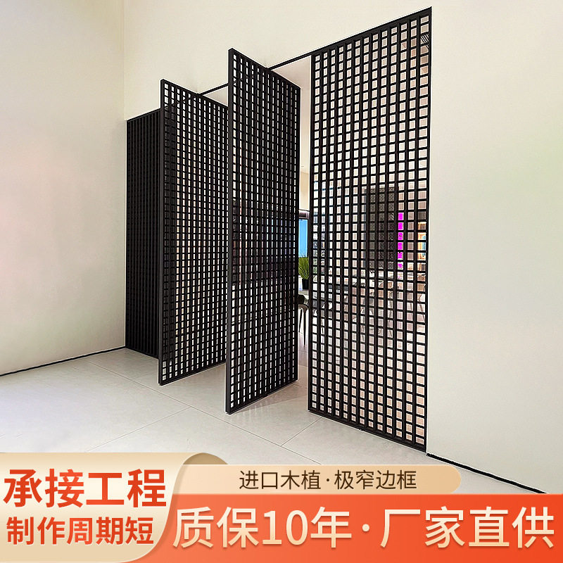 日式栅格板柜门屏风百叶柜门格子门非标格条实木多层板免漆推拉门
