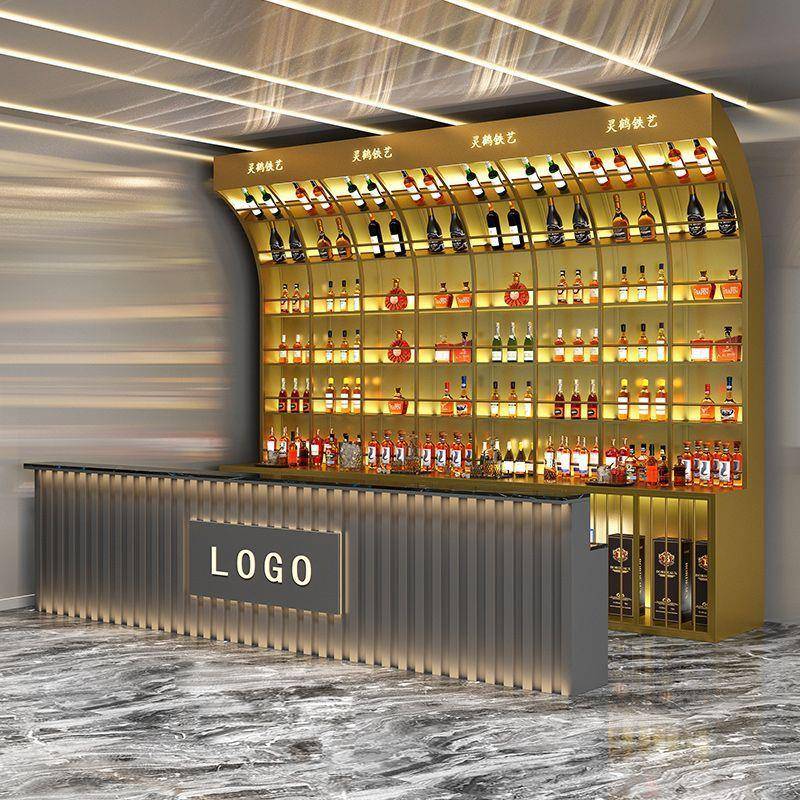网红创意酒吧酒柜吧台背景展馆示酒LJW架墙清餐吧酒音乐厅酒架物