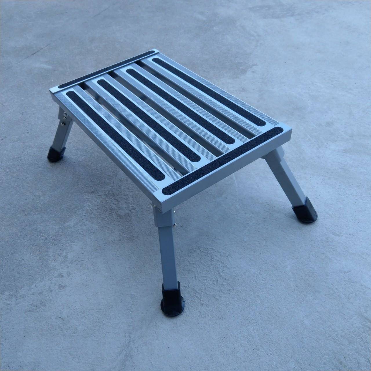 铝合金灰色房车凳子折叠腿脚凳子一步梯台面48X30cm高22cm小椅子