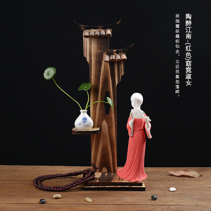厂家直供 2018新款 江南烟雨创意精美香插陶瓷工艺摆件 陶醉江南