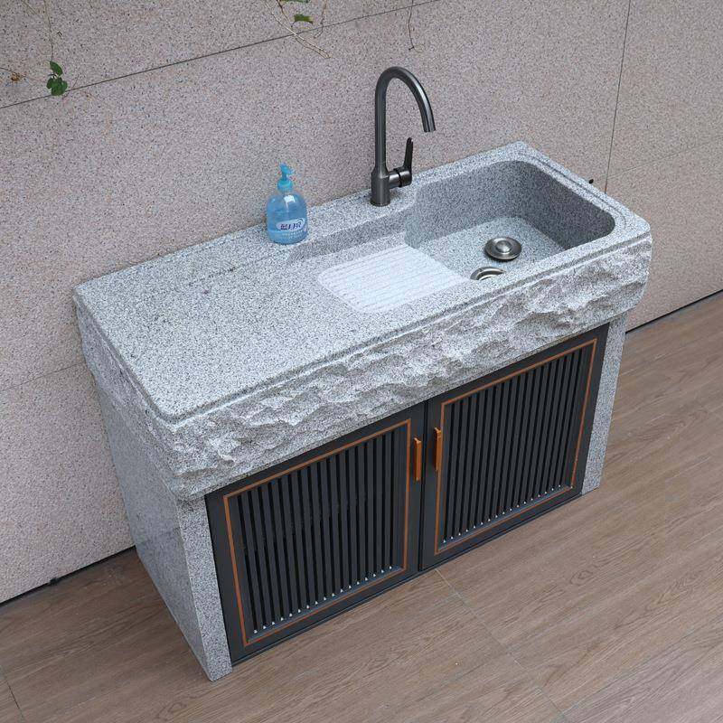 户外阳台花岗岩石头洗手台盆天然大理石材洗衣池一体台盆庭院水槽