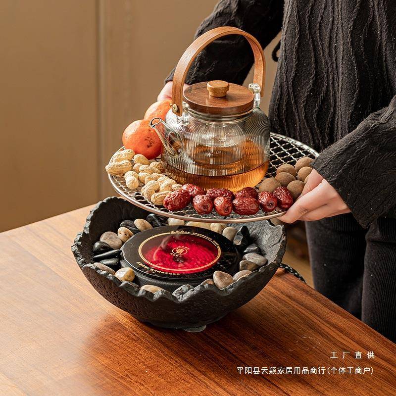围炉煮茶家用电陶炉煮茶器具全套烤奶烧水壶茶具套装养生玻璃