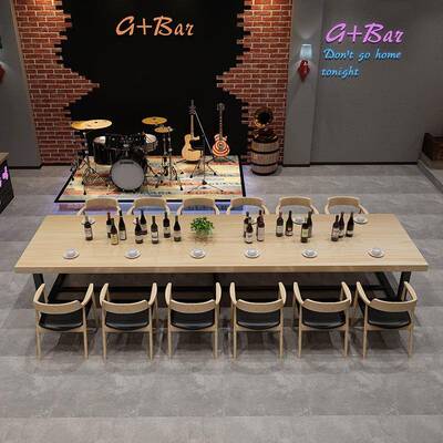 会工l风业实木办公桌铁艺电329脑桌oft复古议桌长条桌工作台家用