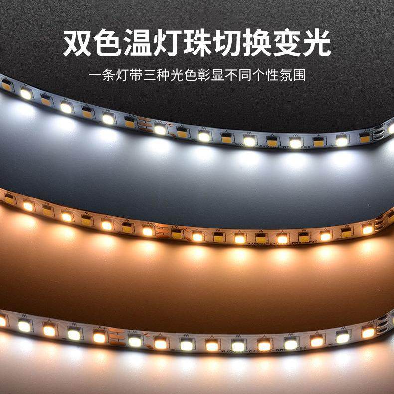 led2835双色温软灯条12V/24v三色变光灯带120灯180珠氛围可调光