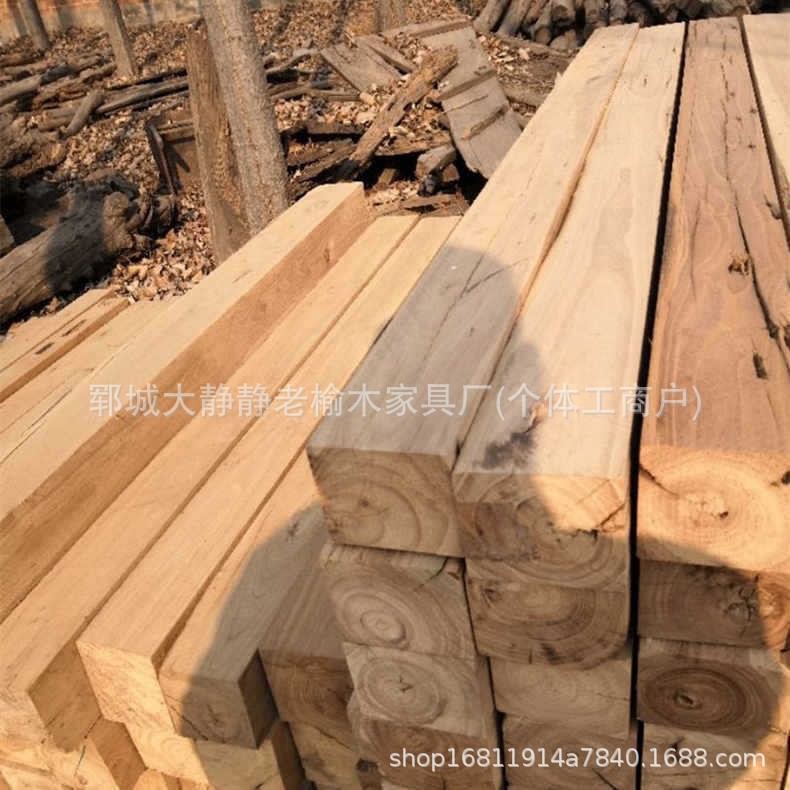 老榆木旧房梁料风化实木老门板旧木方子房梁搭建木柱原木隔断立柱
