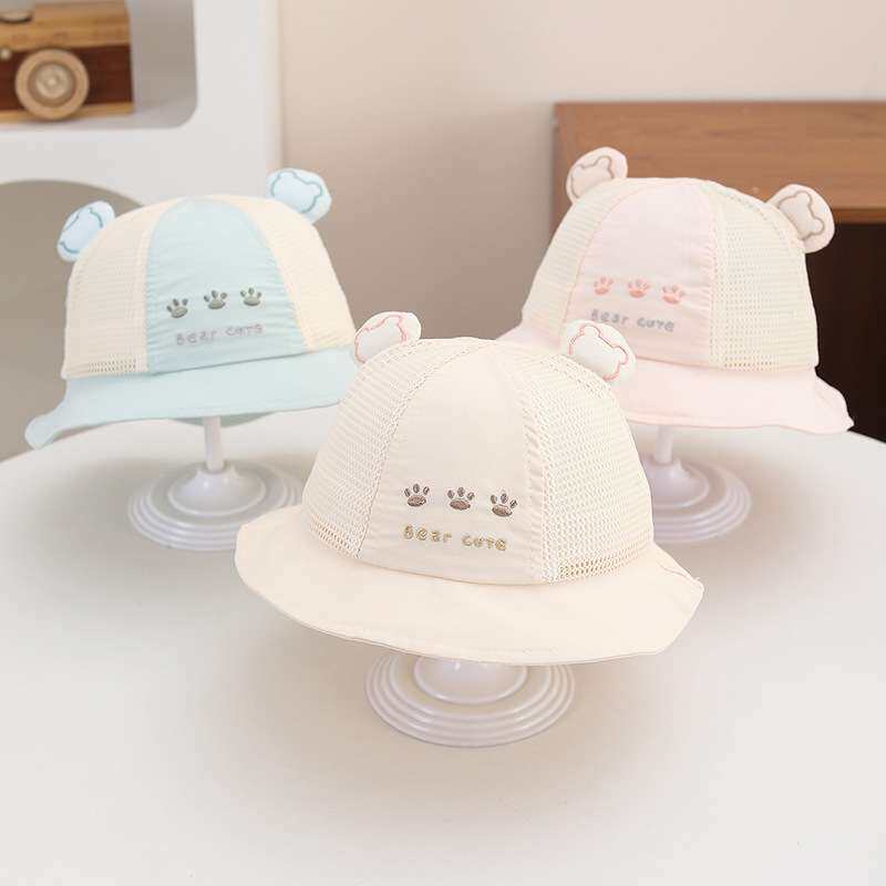 婴儿帽子春夏季薄款透气网眼渔夫胎帽男女宝宝小月龄遮阳防晒盆帽