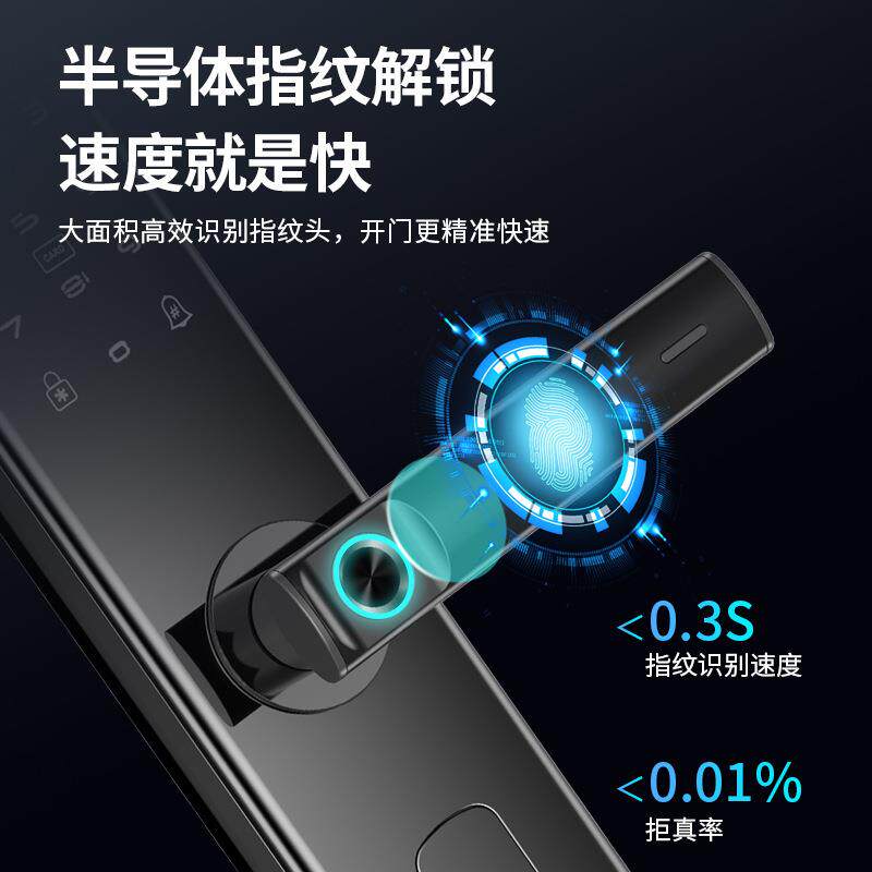 半自动指纹锁防盗门家用密码锁一握开智能锁刷卡电子锁c级锁芯