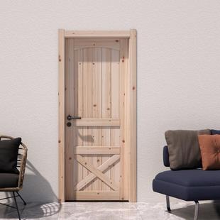 实木门现代简约风原木平开门杉木卧室厨房卫生间推拉谷仓门
