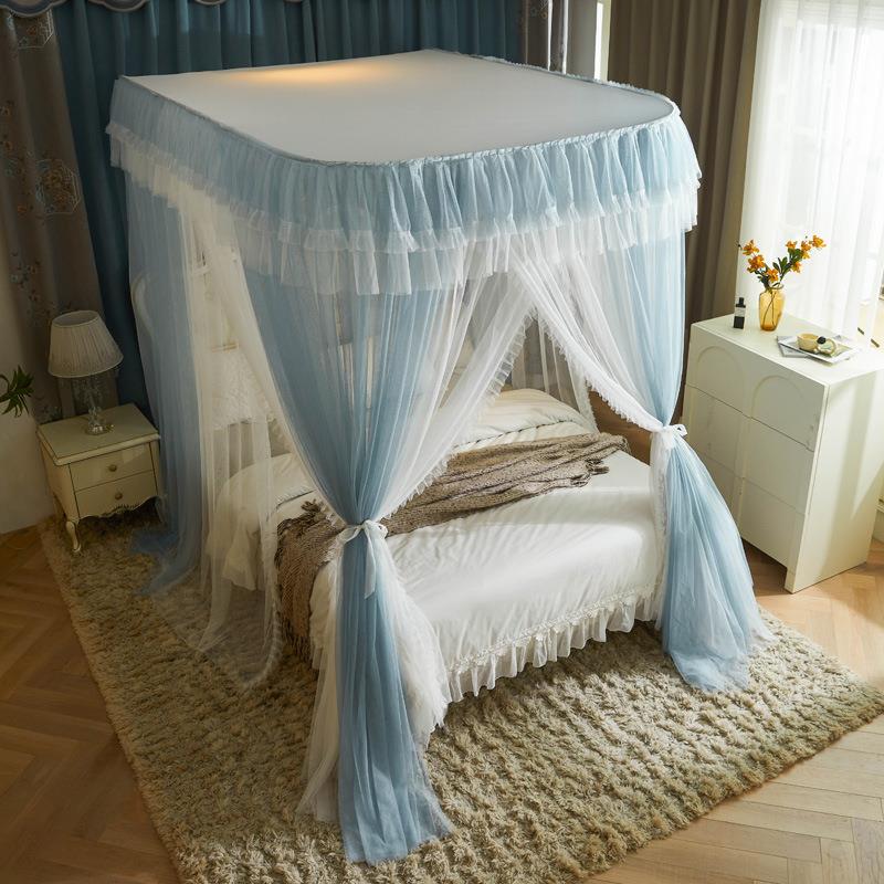 加密双层蚊帐2024新款U型伸缩支架加密加厚公主风三开门家用1.5m