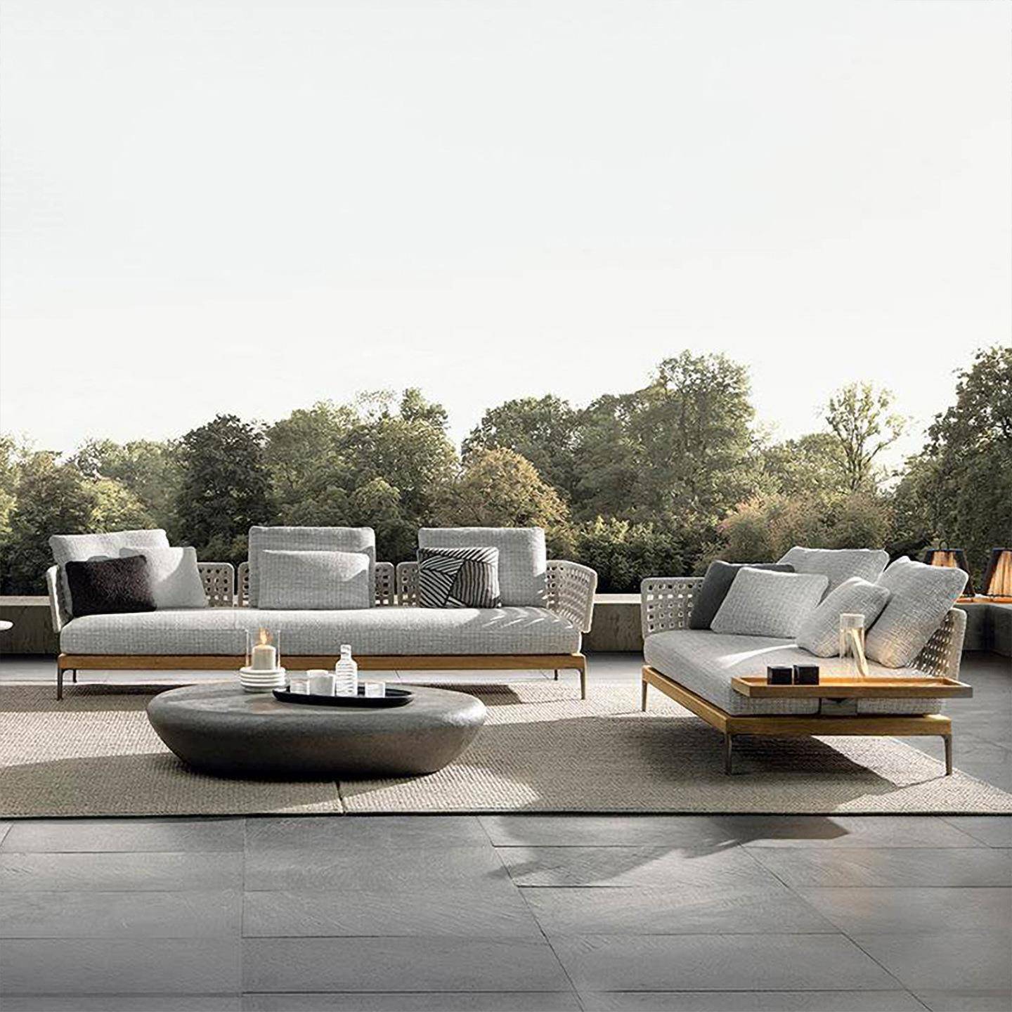 户外沙发庭院实木休闲别墅酒店露天阳光房藤编家具花园沙发组合