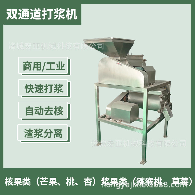 工业芒果番茄打浆机 红枣樱桃去核打浆设备 双通道自动去核打浆机