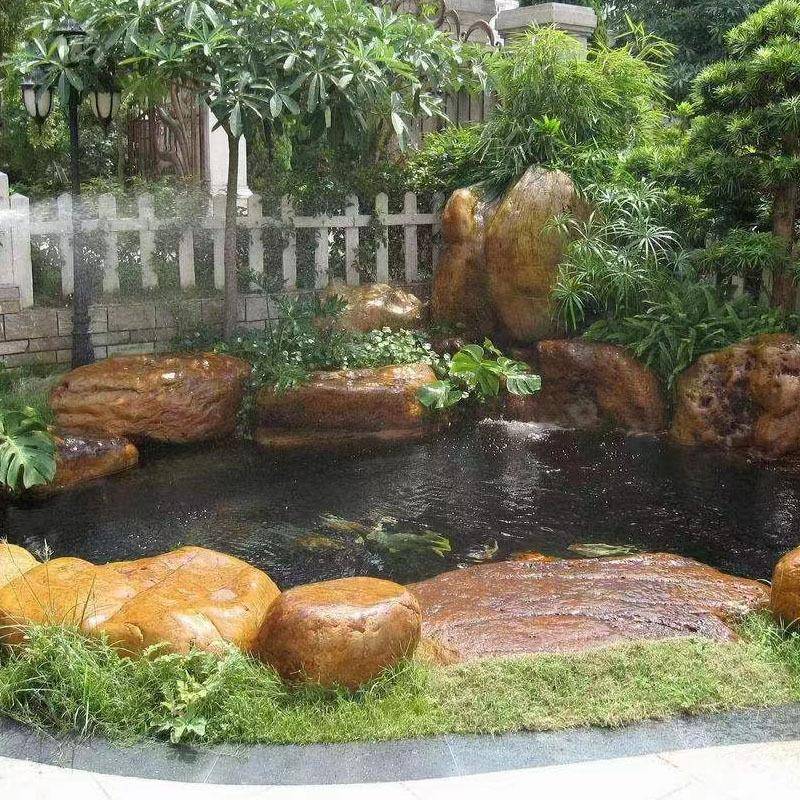 天然黄蜡石原石鱼池假山造景石黄色石头驳岸石草坪点缀园林景观石
