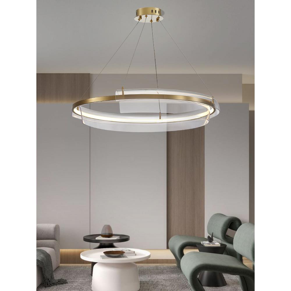 意式极简卧室吊灯后现代客厅圆环简约大气餐厅书房设计师智能灯具