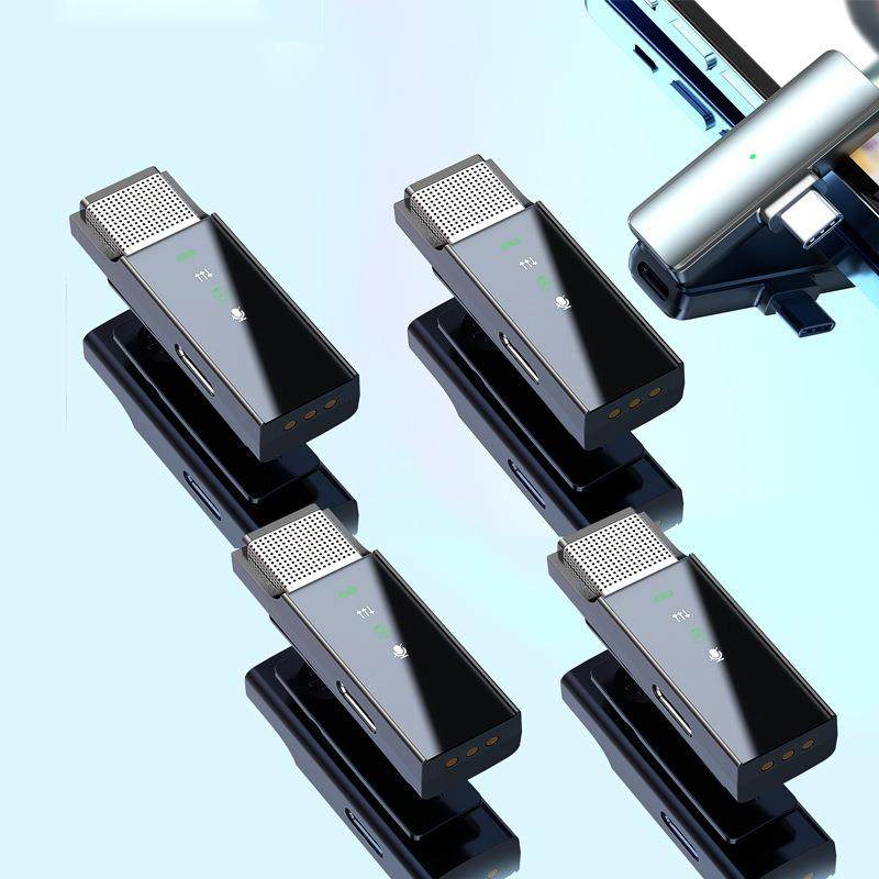 无线领夹麦克风新款一拖四数显手机直播麦收音领夹式话筒私模