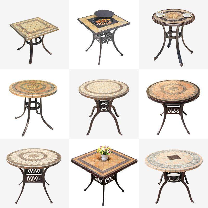 户外庭院桌椅别墅花园露天阳台茶桌瓷砖桌椅室外防水铸铝桌椅子