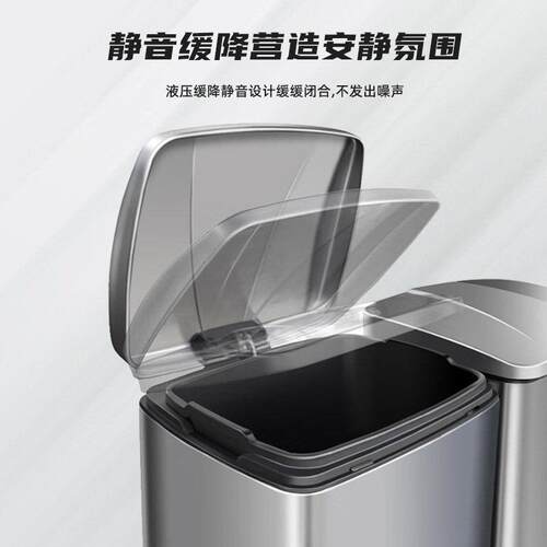 家用干湿分离厨卫垃圾桶室内大容量长筒型脚踏式不锈钢分类垃圾桶