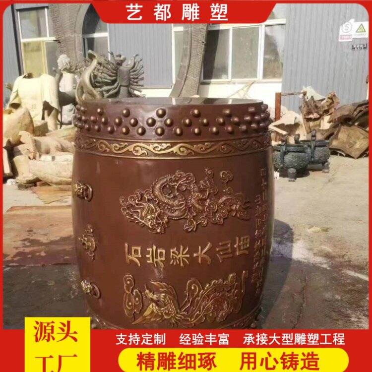 大型铸铜大鼓雕塑铸铜锣厂家直销 锻铜壁浮雕铜鼓雕塑