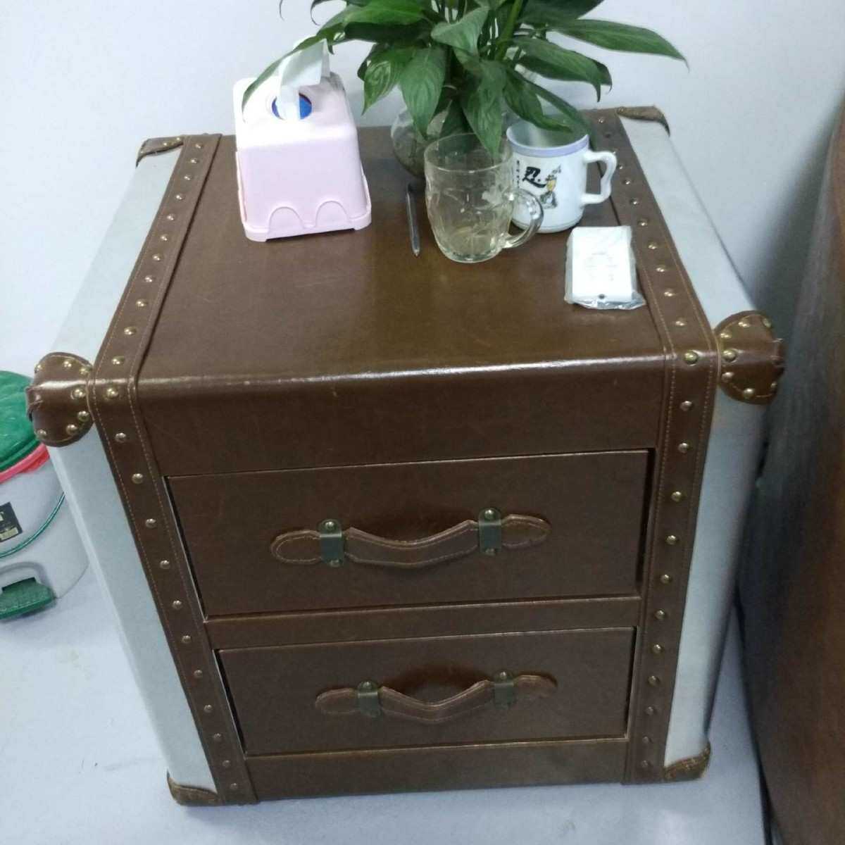 复古茶几loft工业风航天铝皮铆钉怀旧收纳柜边几角机床头柜储物箱