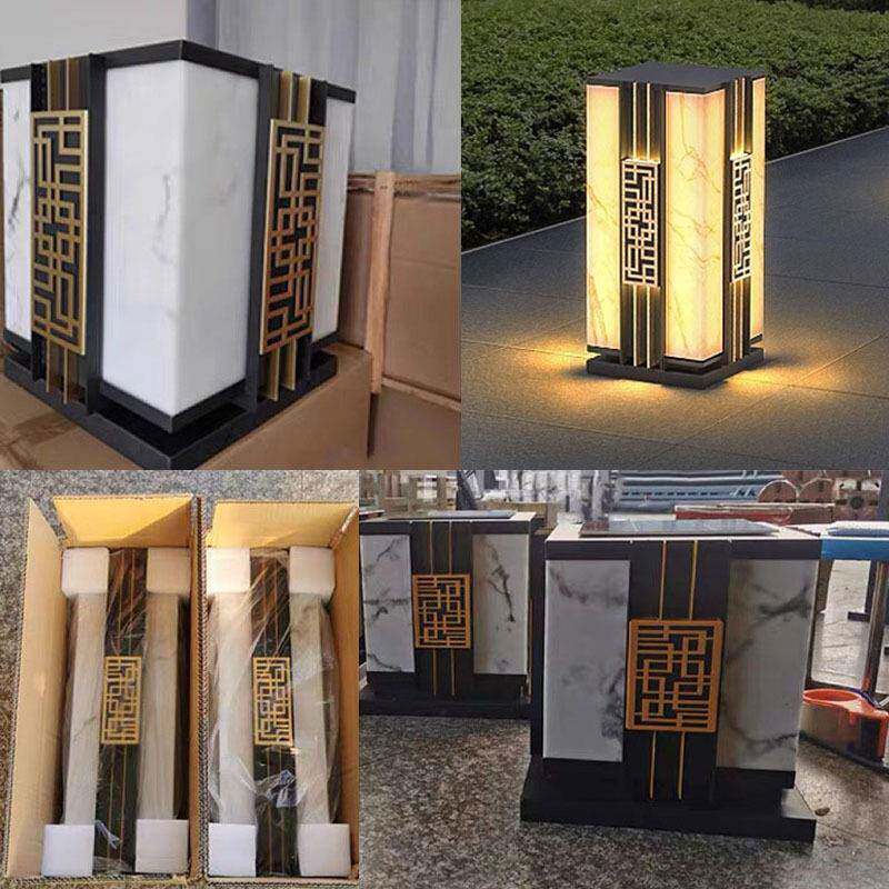 中式柱头灯太阳能落地灯小区别墅大门口门柱灯古典禅意景观柱头灯