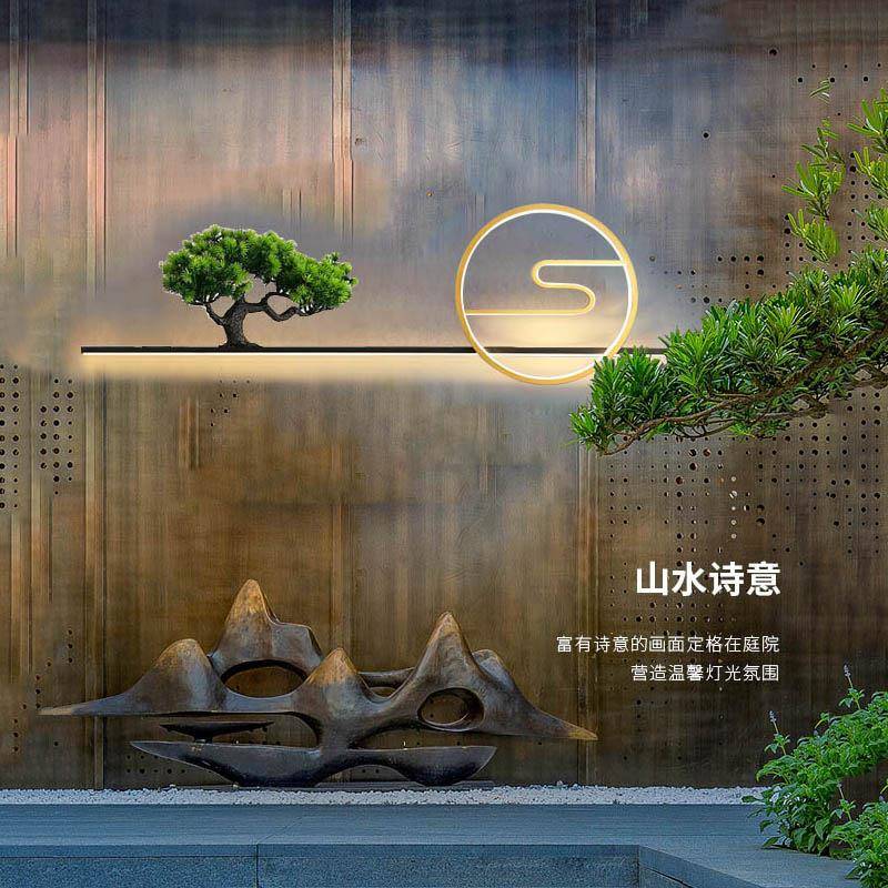 线条植物户外壁灯花园别墅外墙灯山水庭院灯防水装饰室外背景墙
