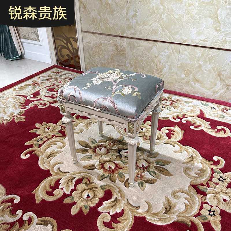 锐森贵族 法式化妆凳 欧式新古典梳妆凳布艺沙发凳实木雕花换鞋凳
