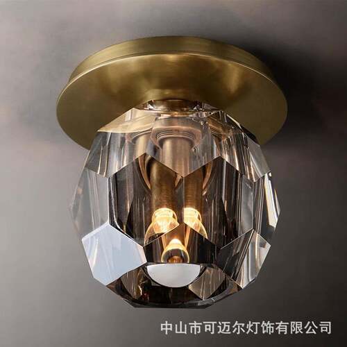 rh出口北美BOULE灯美式复古简约港式ins过道阳台玄关水晶吸顶灯