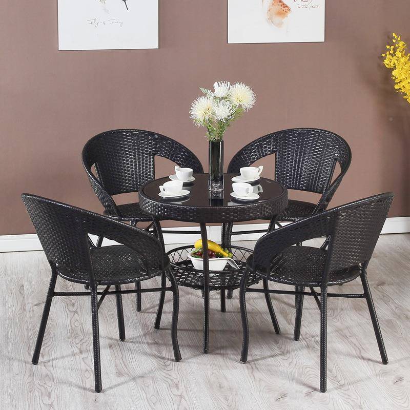 阳台小休闲桌椅藤椅三件家用藤编茶桌套椅外组合户庭院一桌1632二