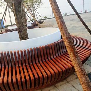 萝格木场树池花坛座椅树圆形切片玻璃钢池坐凳户外公园广菠syr202