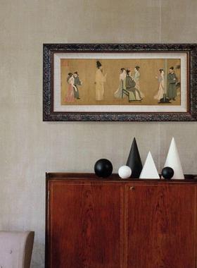 中式韩载夜宴图复古艺C183术饰熙画玄关壁画入新户书房茶楼过装道