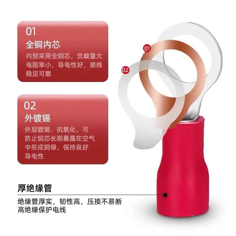 RV1绝.24、2线/3.5圆形预缘123线耳紫铜线端子接O型冷压鼻子接地