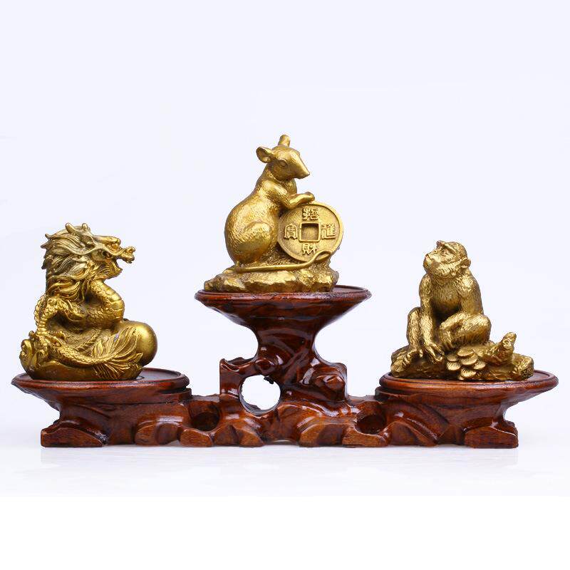 铜鼠龙ysgjxw02猴三合摆件申辰铜二十子居生肖家办公室装饰品工艺