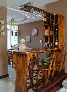 fL用E家酒吧台桌QKM实木隔断柜客厅吧台吧台吧椅组合简约现代门厅